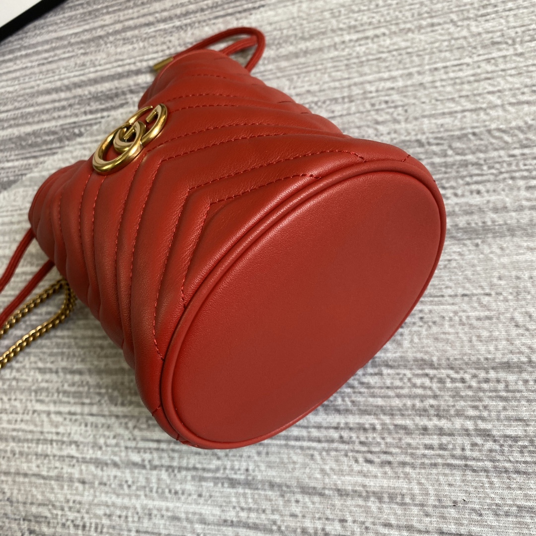 Gucci GG Marmont Mini Bucket Bag Shoulder Bag 575163 Red